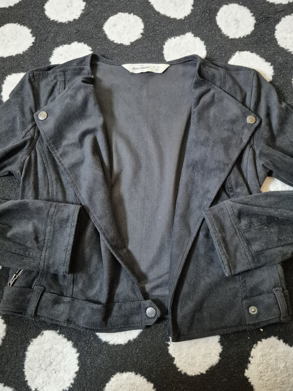 Abercrombie & Fitch Black Suede-Look Moto Jacket